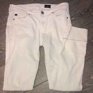 AG White Cuffed Jeans